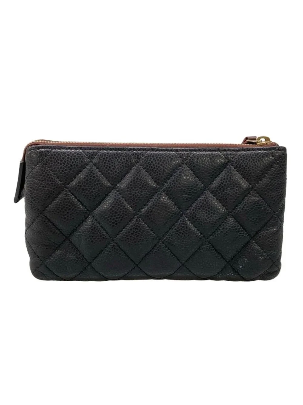 Chanel Pouch Quilted Black Gold